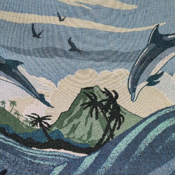 Oceanic Marine Life Tapestry Throw Blanket by Dan Gilbert Vintage Made in USA - Picture 7 of 10
